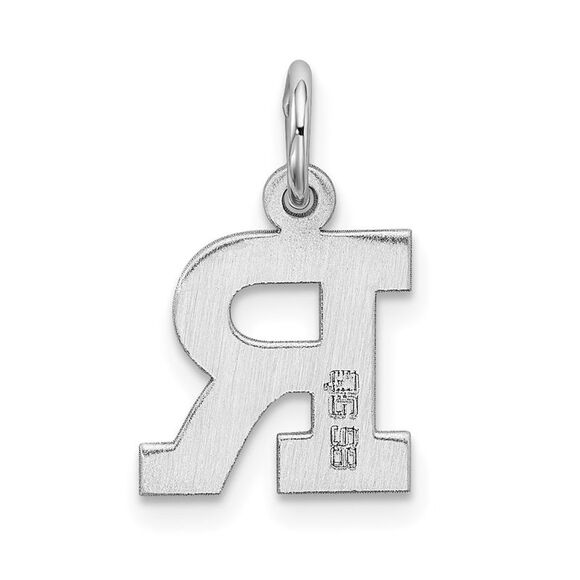 Sterling Silver, Amanda Collection Small Block Style Initial R Pendant - Picture 3 of 5